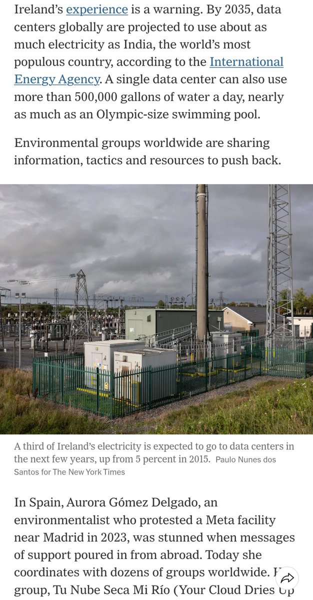 Afinetheorem's tweet image. Long article in the NYT today about &quot;cloud compute and data centers killing water supply&quot;...and then you find out the number they mean less than one golf course or small corn farm or tiny rice paddy. Be serious, people.