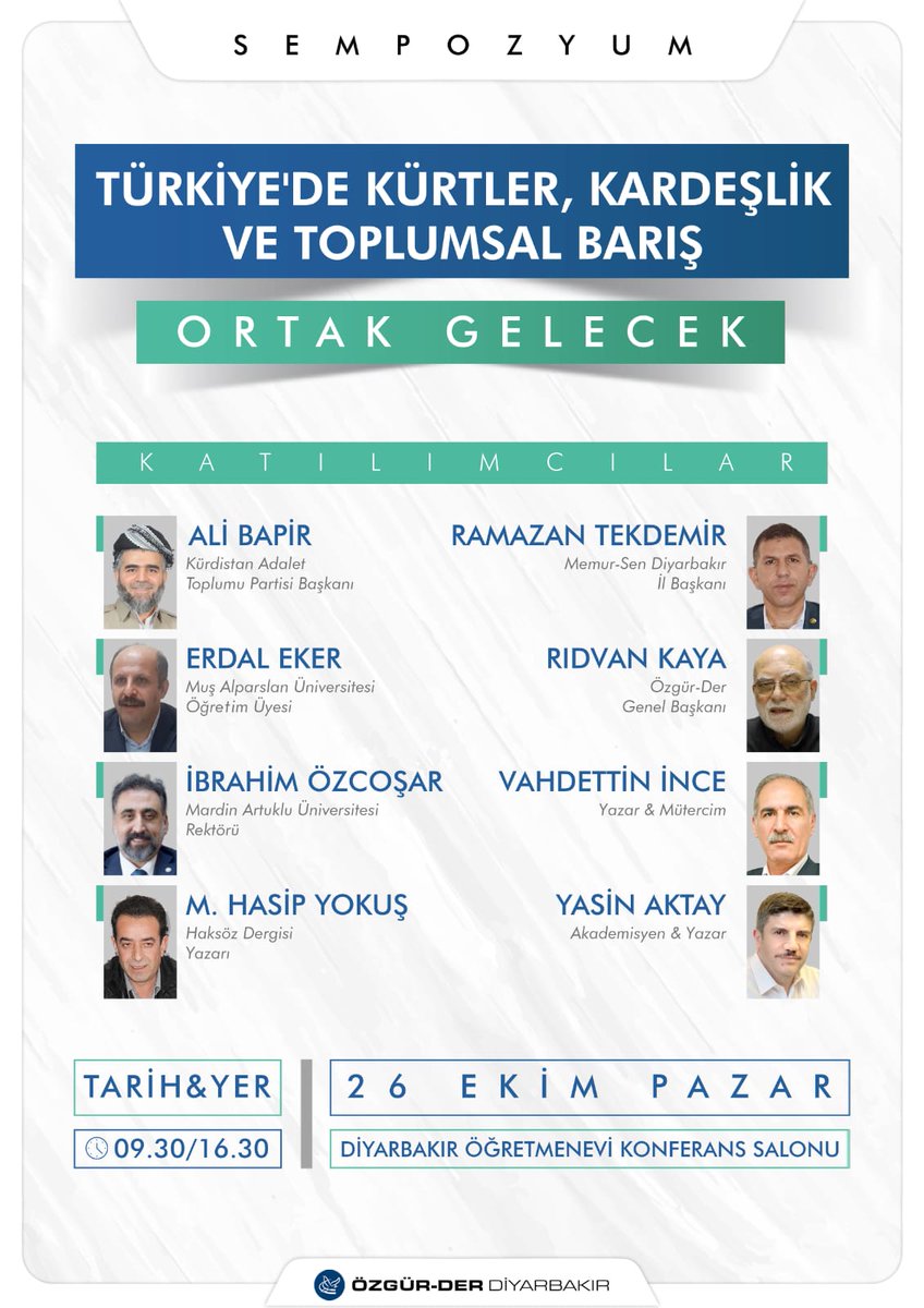 Sempozyuma Davet
Türkiye'de Kürtler, Kardeşlik, ve Toplumsal Barış