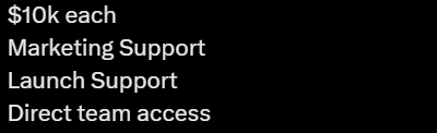 Screenshot listing Solana Mobile hackathon prizes: $10k each, Marketing Support, Launch Support, Direct team access