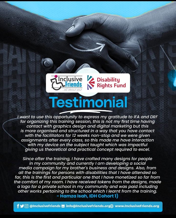 inclusivefrnds's tweet image. Breaking barriers, unlocking potential.
Hamza Isah’s 12-week journey in the Inclusive Digital Class shows that when access meets opportunity, skills grow, confidence rises, and transformation begins.
#InclusiveDigitalHub #DisabilityInclusion #DigitalSkills #Transformation