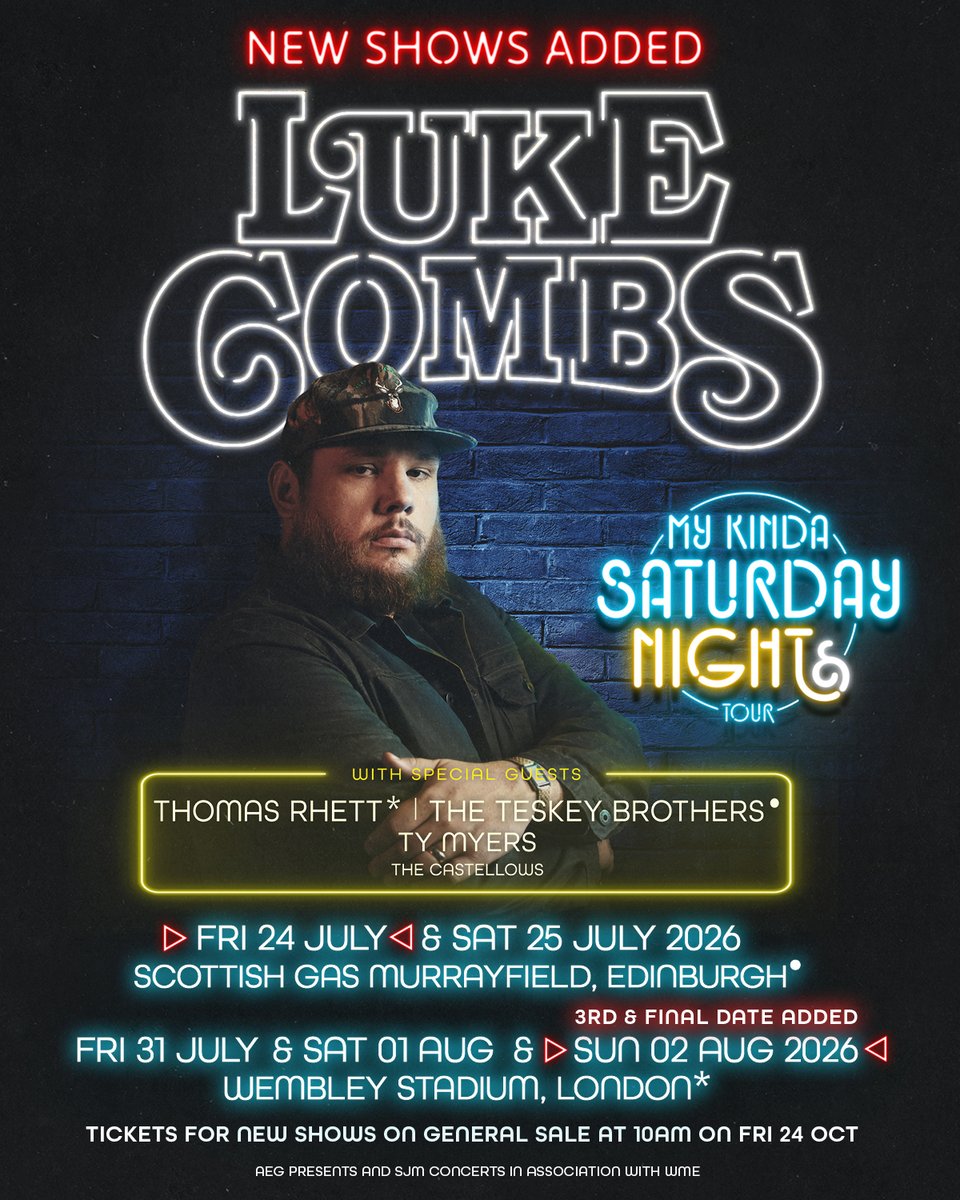 Get To The front (@gettothefront) on Twitter photo ๐ค <a href="/lukecombs/">Luke Combs ๐ค</a> EXTRA DATES added in London & Edinburgh!
๐๏ธ #GigTickets on sale Friday at 10am. ow.ly/YKX250XeU5E ๐ค <a href="/lukecombs/">Luke Combs ๐ค</a> EXTRA DATES added in London & Edinburgh!
๐๏ธ #GigTickets on sale Friday at 10am. ow.ly/YKX250XeU5E