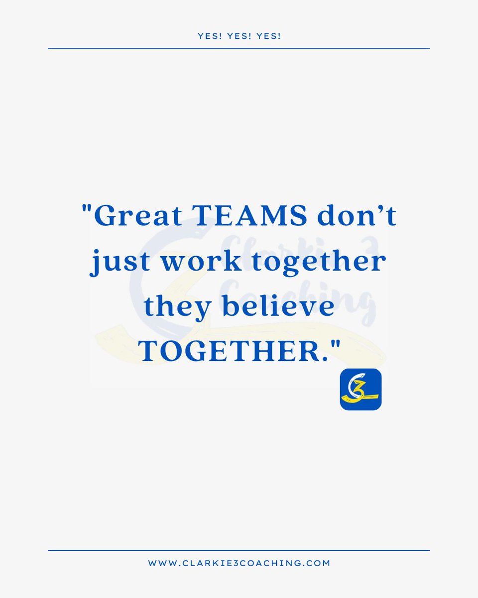 Belief is the glue that holds great teams together. When your team shares belief in the mission and in one another, there’s no limit to what you can accomplish.
#TogetherHasPower #PositivityFuelsPerformance
#YesYesYes💙💛