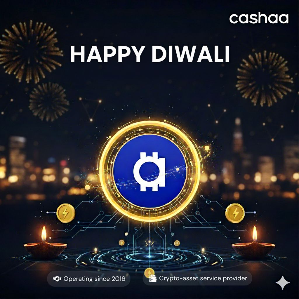 ✨ This Diwali, we celebrate light- the kind that empowers, illuminates, and sets you free.
At Cashaa, we’re now building a world where money is truly yours- sovereign, borderless, and limitless. 💙

Wishing you a bright and prosperous Diwali!
🔗 cashaa.com