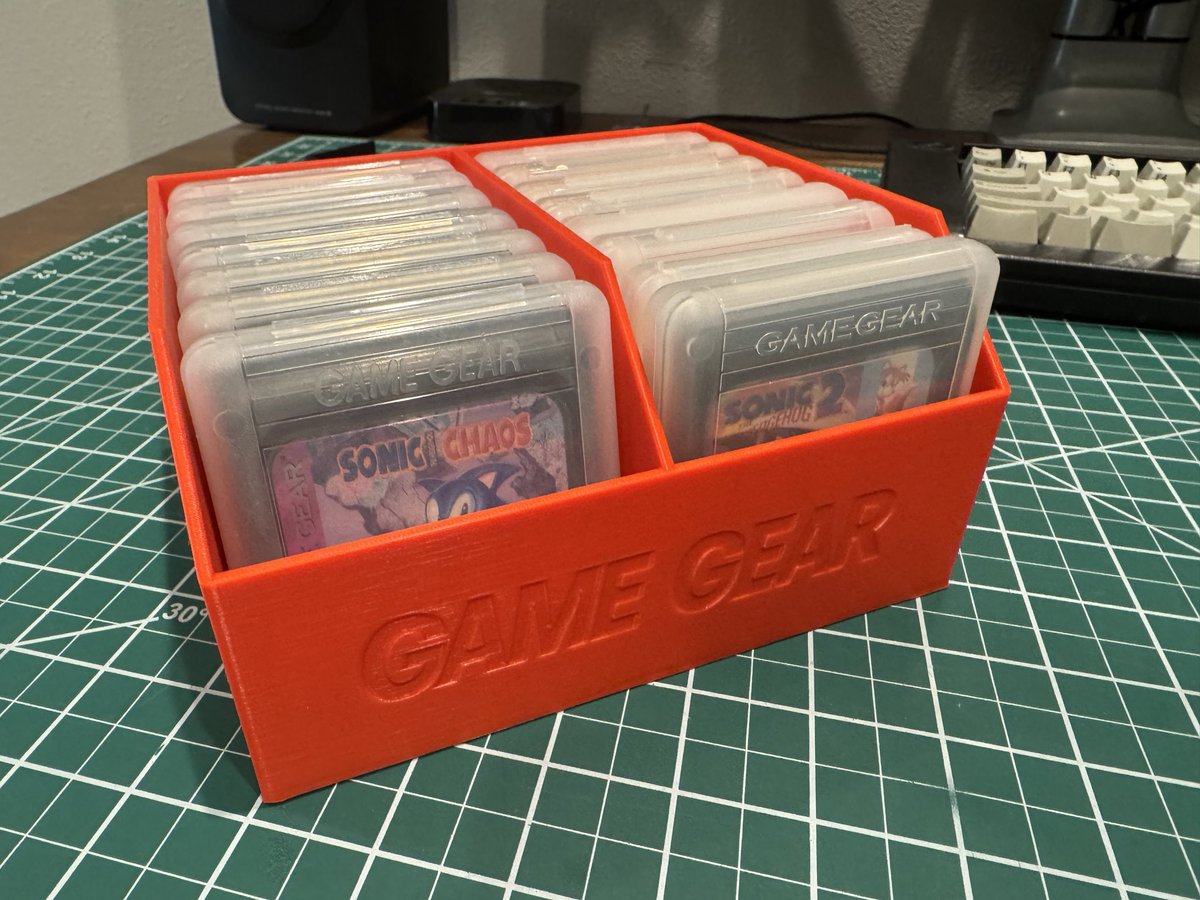BlueShell3D's tweet image. Back to where it all started: Finally made that Game Gear game tray people have been asking me about. Fits right in with the Game Boy version.