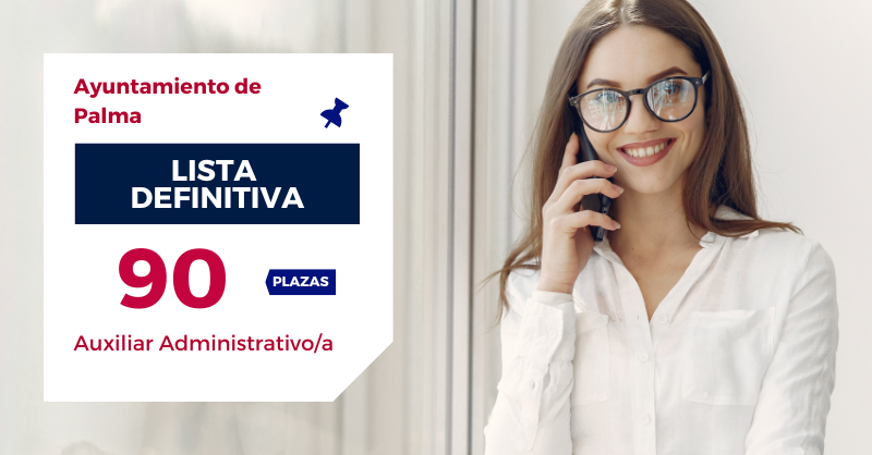 🔔 ¡Se publica la lista definitiva de las 90 plazas de Auxiliar Administrativo del Ayuntamiento de Palma!
 
📅 El examen se celebrará el día 15 de noviembre de 2025
 
👉 Más información en: mad.es/oposiciones/12…
