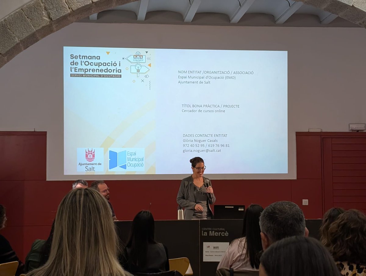 SaltOcupacio's tweet image. 📣L'#EMOdeSalt participa a la jornada tècnica de la Setmana de l'Ocupació i Emprenedoria de l'#SMO #Girona exposant dos projectes d'èxit:
🔎Cercador de cursos que integra les formacions ocupacionals a #Salt
🫂Projecte de Mentoria: acompanyament personal, social i laboral