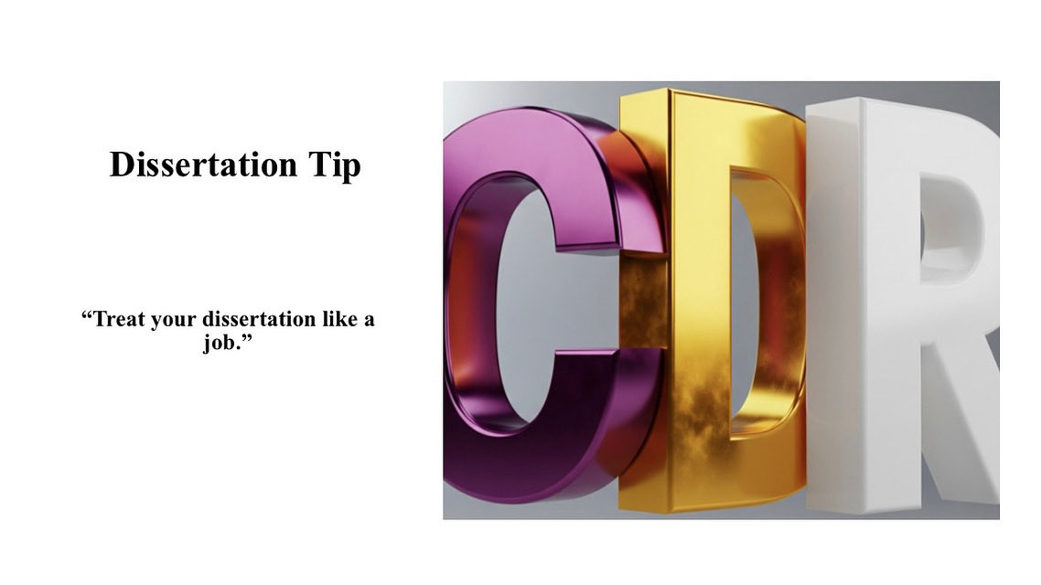 CiteDrRob's tweet image. Dissertation Tip of the Week:  Treating writing your dissertation like a job allows you to create a routine by setting regular “working” hours just like you would a job to build consistency and prevent burnout.