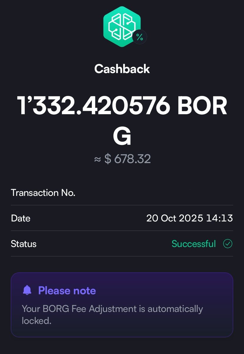 $BORG CASHBACK 🙏💚