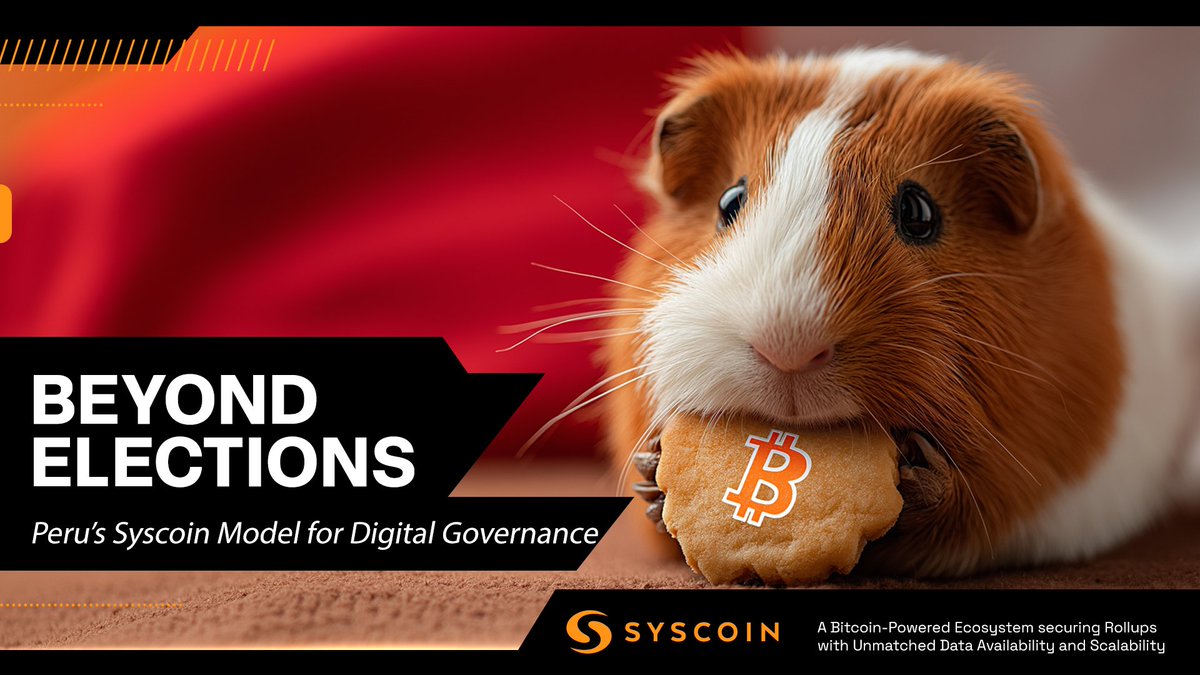 syscoin's tweet photo. 🇵🇪 Peru’s upcoming blockchain voting pilot built on Syscoin marks the first step toward digital governance.

👀 Read: https://t.co/60CSMlUKYp

From elections to identity and property, the same infrastructure could secure every public record.

A new trustless model for nations backed by #BTC is emerging.