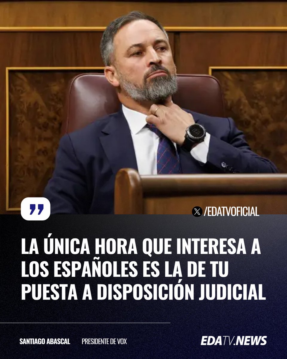 edatvoficial's tweet image. ‼️🇪🇸 | Santiago Abascal sobre el cambio de horario de Sánchez: &quot;La única hora que interesa a los españoles es la de tu puesta a disposición judicial&quot;.