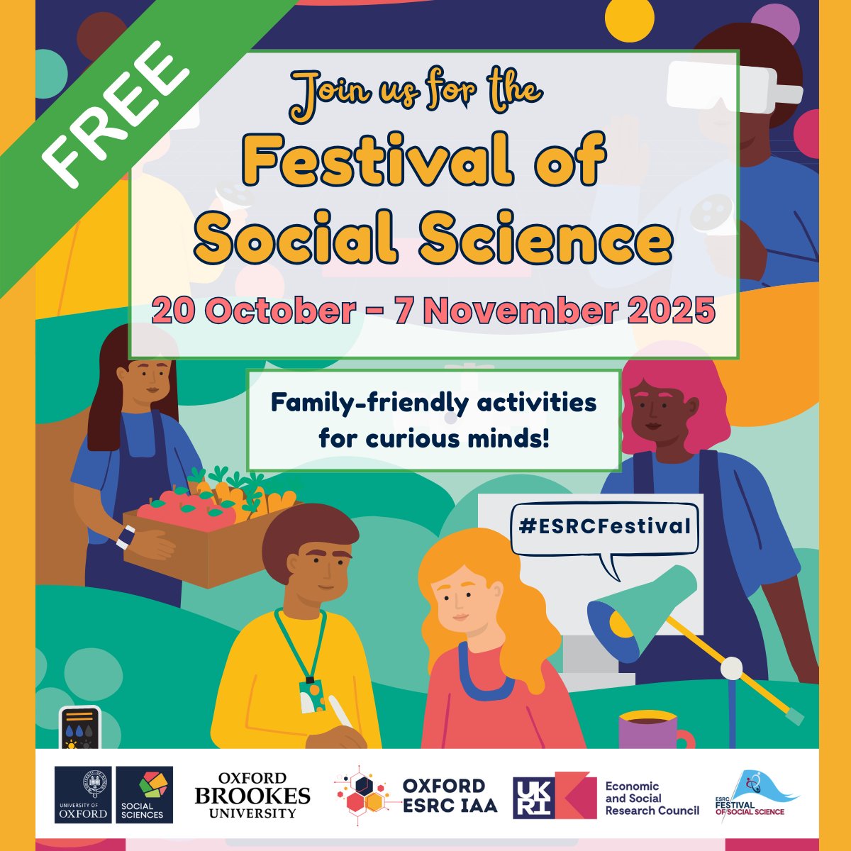 oxsocsci's tweet photo. Explore how work shapes our lives at the #ESRCFestival of Social Science starting today 🎉
📍 Free, interactive, family-friendly events across Oxford & online — talks, workshops & hands-on fun for all ages! 20 Oct - 7 Nov
🔗 Programme: https://t.co/qyVSXCFKbO
#socialsciences https://t.co/pMqxPQXb00
