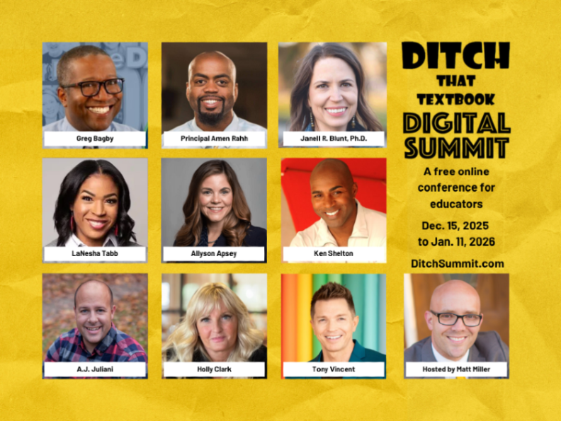 📣 Announcing: The Ditch Summit speaker lineup!  

It's our 10th year for this free online conference for teachers.  

Dates: Dec. 15, 2025, to Jan. 11, 2026.  

FREE PD certificates, too!  

Register for free: DitchSummit.com