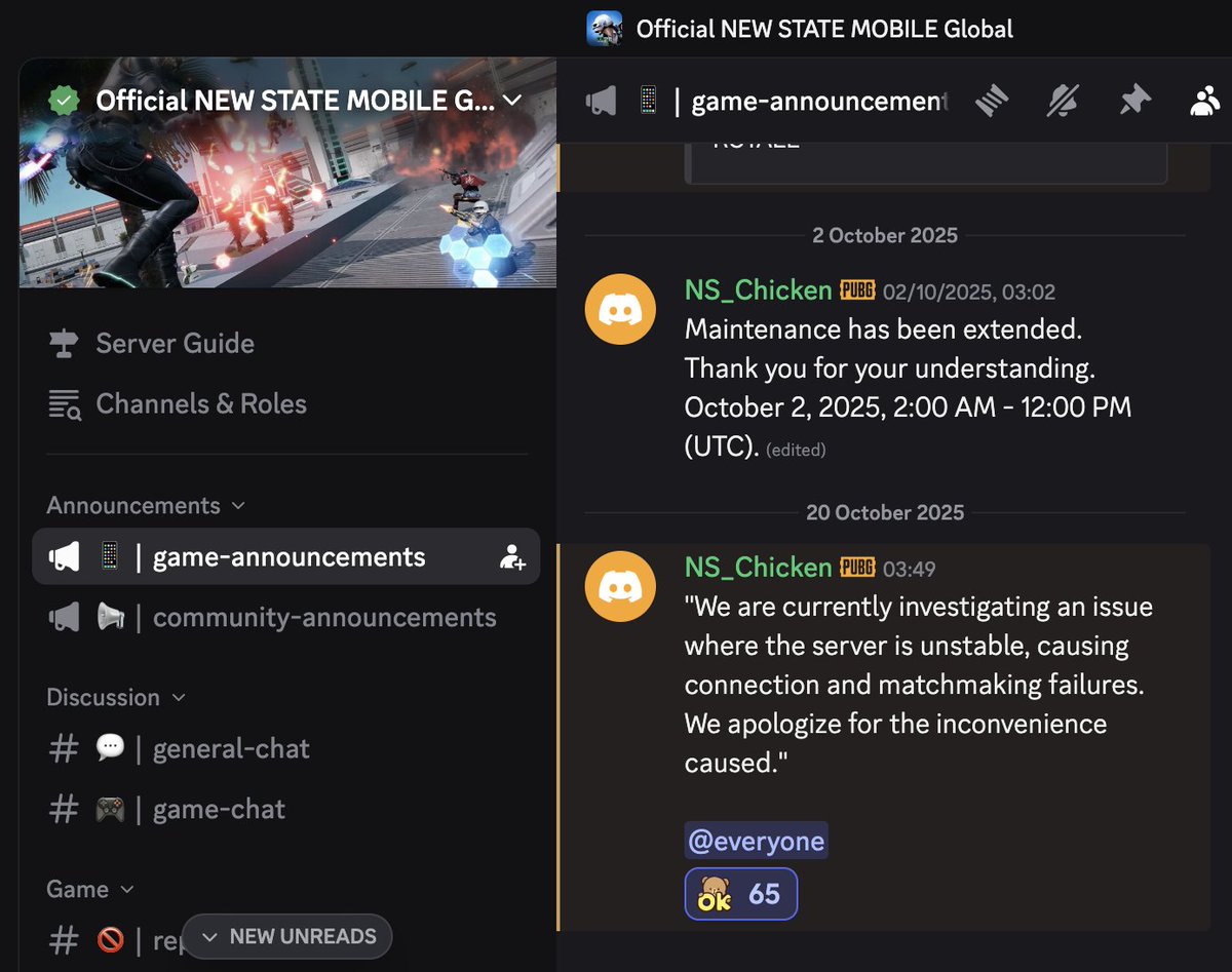.<a href="/NEWSTATEMOBILE/">NEW STATE MOBILE</a> is currently investigating an issue where the server is unstable, causing connection and matchmaking failures. We apologize for the inconvenience caused.

nbcnews.com/news/us-news/a…

Looks like the issue is with Amazon Web Services.

<a href="/STATEXiaoGu/">STATE小顾Zzz</a> <a href="/EscapingKid/">Gab</a> <a href="/m8pel/">‏ٰ</a>