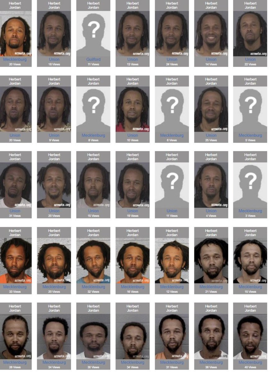 🚨#BREAKING: Herbert Jordan, a Charlotte NC man who has been arrested 50(!!!) previous times, including for allegedly assaulting a police officer and women...

...has just been arrested AGAIN for assaulting a woman while out on bond

He has AGAIN been given only a $5,000 bond...