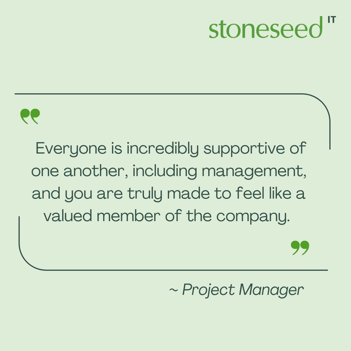 stoneseed's tweet image. It&apos;s amazing to see such great feedback from our employees. 😊 For more quotes and feedback about what it&apos;s like to work here at Stoneseed, download our Employee Values brochure: hubs.la/Q03P8pDV0 

#Stoneseed #ITprojectmanagement #feedback
