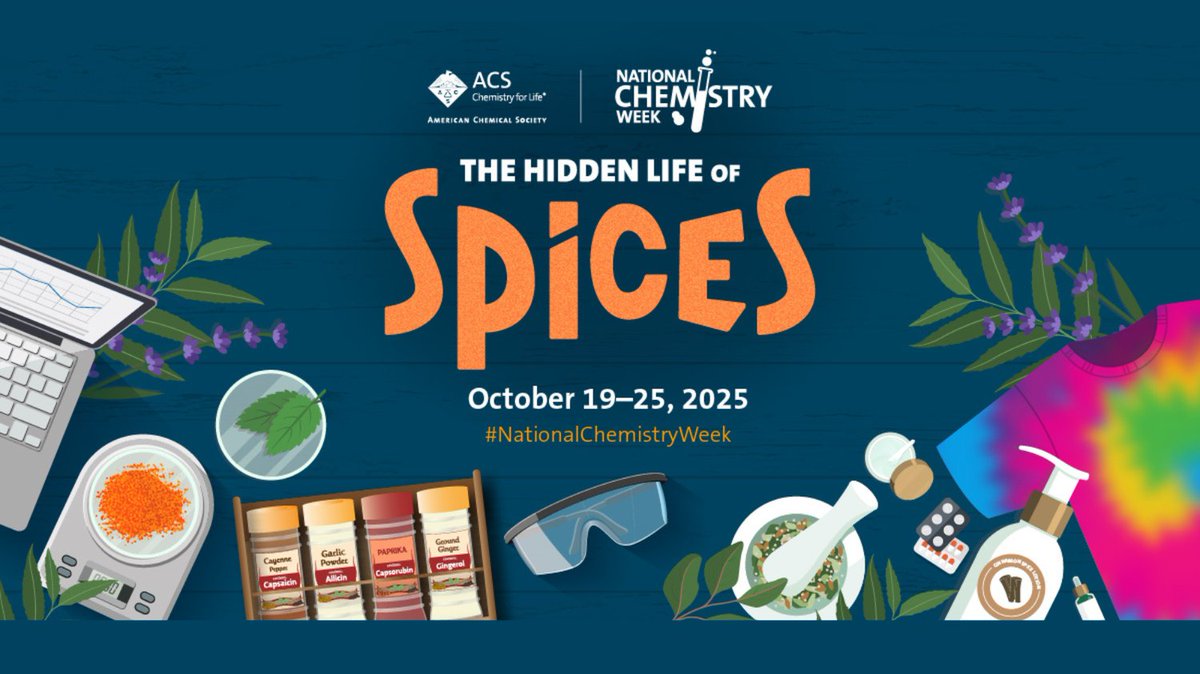 MoUNTiEsChem's tweet image. Happy #NationalChemistryWeek !  This year highlights the important role that spices play in our daily lives and in our society and its history  #ncw2025 #chemistry