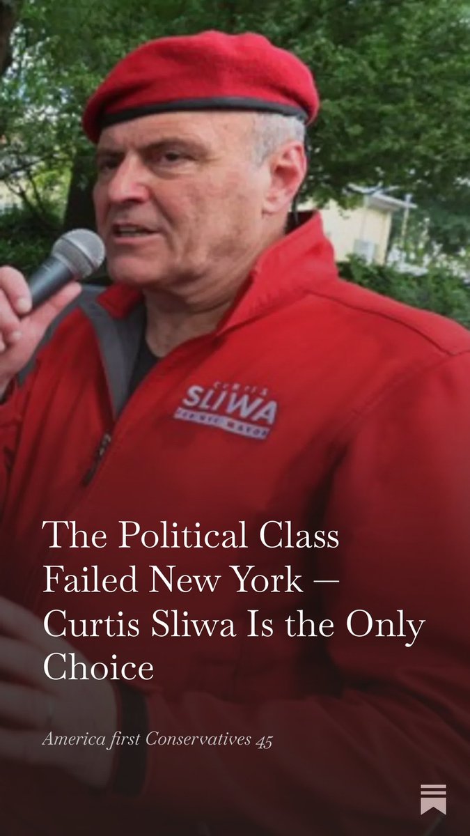 New York deserves leadership that delivers results.

I break down why accountability, safety, and protecting EVERY New Yorker is what our city needs — and why Curtis Sliwa is the answer.

Read my full article 👉 substack.com/@thomaskellogg…
Support Sliwa 👉 SliwaforNYC.com