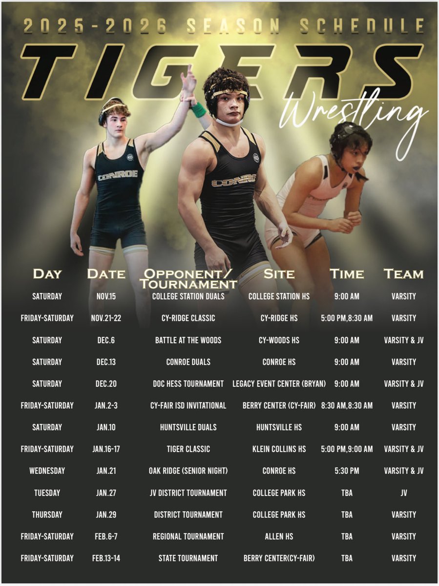 Conroe Tiger Wrestling 2025-2026
#SicEmTigers🐅