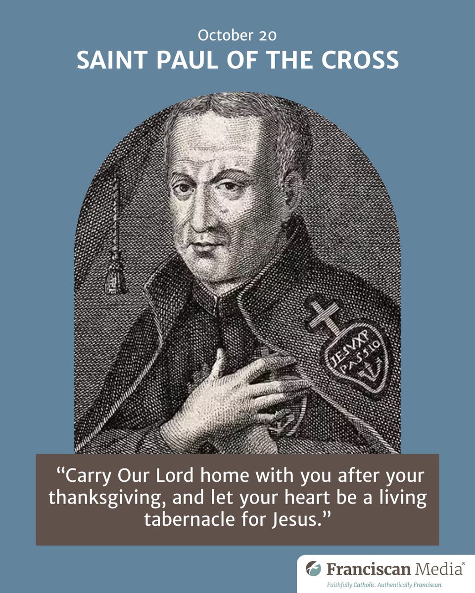 SaintOfTheDay's tweet photo. His devotion to Christ’s Passion revealed love shining through suffering. #saintoftheday #StPaulOfTheCross #PassionOfChrist
https://t.co/ryLq2WbLoS https://t.co/9IUf8f1PNl