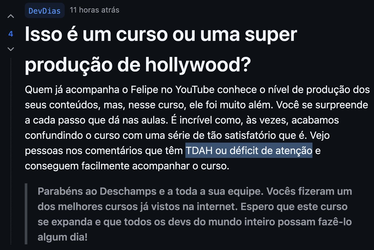 FilipeDeschamps's tweet image. Muita gente com TDAH e Déficit de Atenção comenta que é o único curso que conseguem fazer.
Os materiais foram projetados para altíssimo foco e concentração.
Inclusive tem MUITA técnica por trás para o aluno RETER o conhecimento por muito tempo 🤝