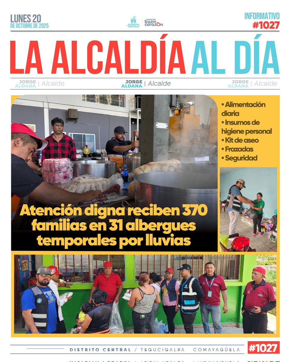 La Alcaldía te informa: atención digna reciben 370 familias en 31 albergues temporales por lluvias.
