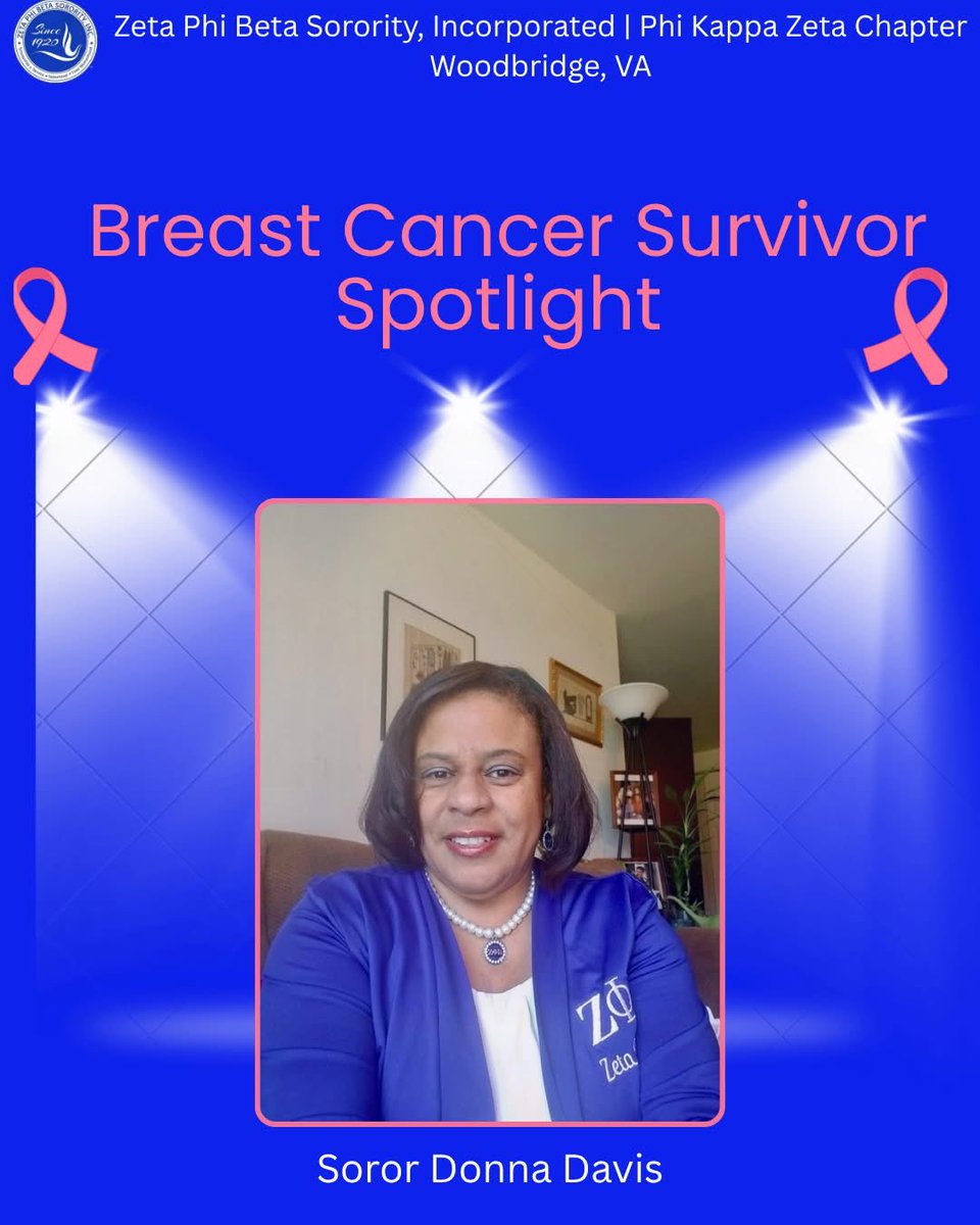 zphibpkz's tweet image. 💙💗 Today, Phi Kappa Zeta proudly celebrates one of our own—Soror Donna Davis, a courageous Breast Cancer Survivor. Soror Donna, your strength, grace, and unwavering spirit remind us that hope is powerful and sisterhood is life-giving.

#ZPhiB1920 #CoVAZetas #PhiKappaZeta