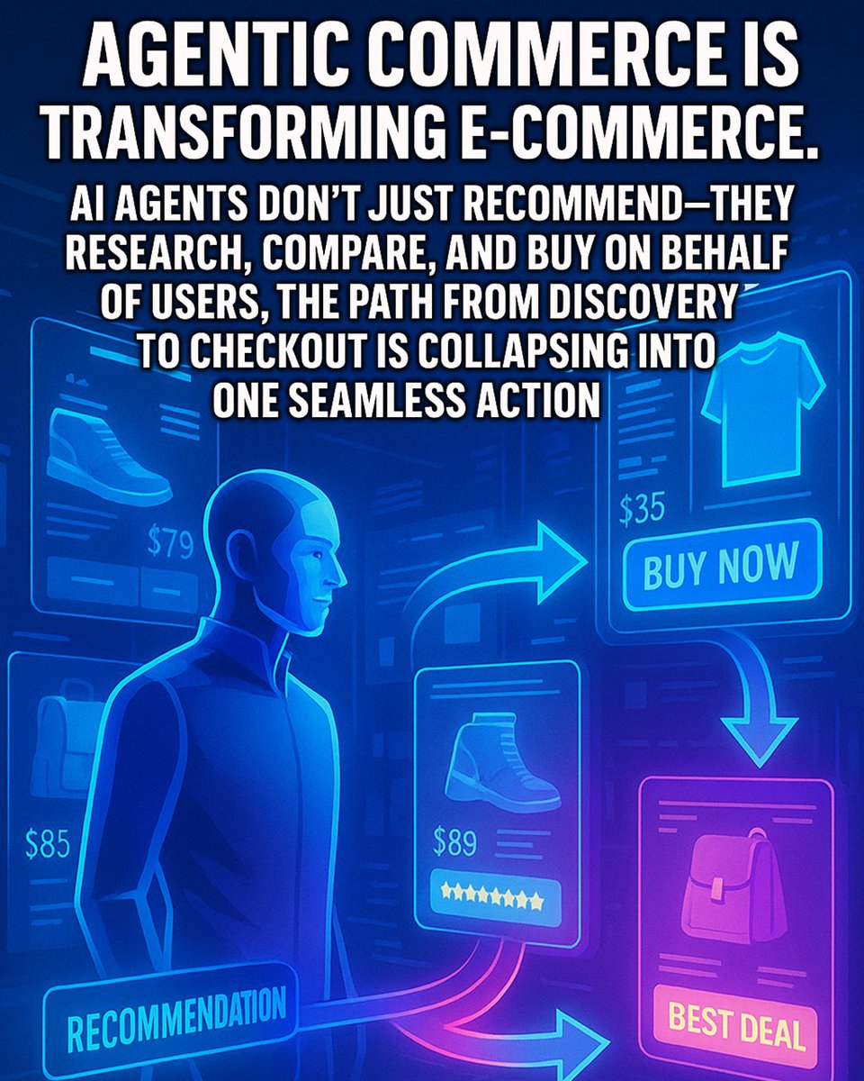 RazorSharpDigit's tweet image. The next era of e-commerce is here.
Agentic Commerce turns clicks into conversions with AI agents that research, compare & buy for you.
Discover how brands are adapting to AI-driven shopping → razorsharpdigital.com/blog/from-clic…
#AI #Ecommerce #DigitalMarketing
