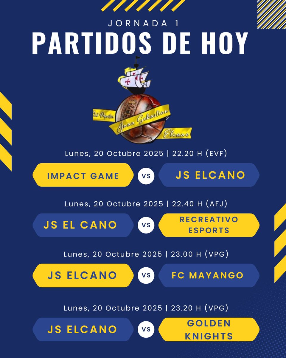tomyhatch's tweet image. VUELVE CLUBES!! VUELVEN LAS LIGAS!!  Y ESTO TENEMOS PARA EMPEZAR. 

🟡 MATCHDAY 🟡

✈️ 22:20 @EVFOfficial_ 🆚 @ImpactGame_es

🏟️ 22:40 @AFJLeague 🆚 Recreativo eSports

🏟️ 23:00 @VPG_Spain  🆚 @FCMayango

🏟️ 23:20 @VPG_Spain 🆚 Golden Knigths

#weareJselcano
