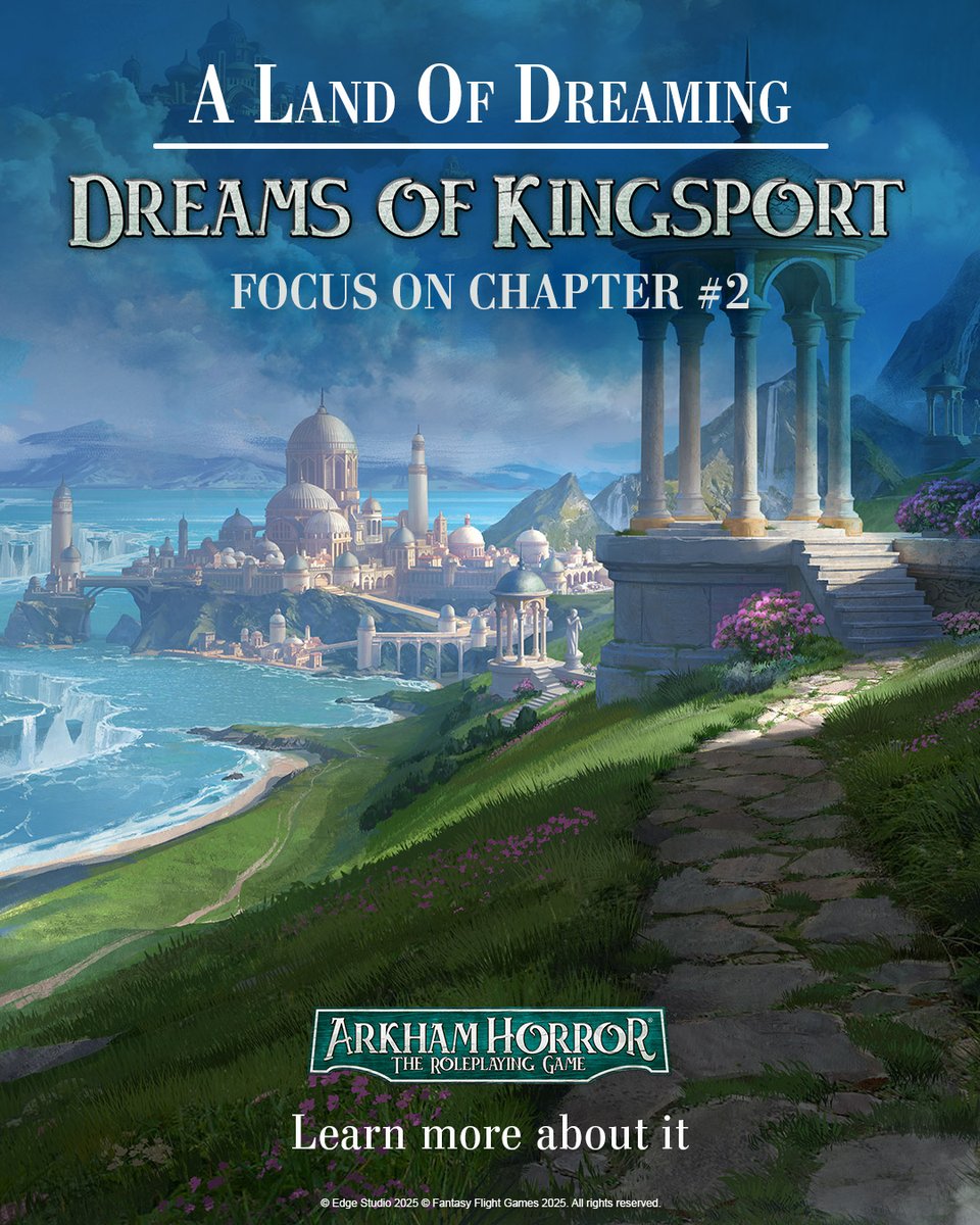 Surreal locations, mystical cats, flying ships…Chapter 2 of Dreams of Kingsport invites you to uncover the wonders—and dangers—of the Dreamlands!
Learn more about Chapter 2 here: bit.ly/47gXOvw
Available on October 31st in your FLGS.
#arkhamhorror #ttrpg