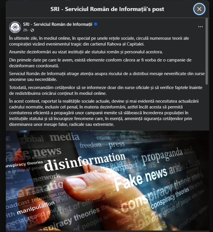 Avertisment de ultima ora de la SRI