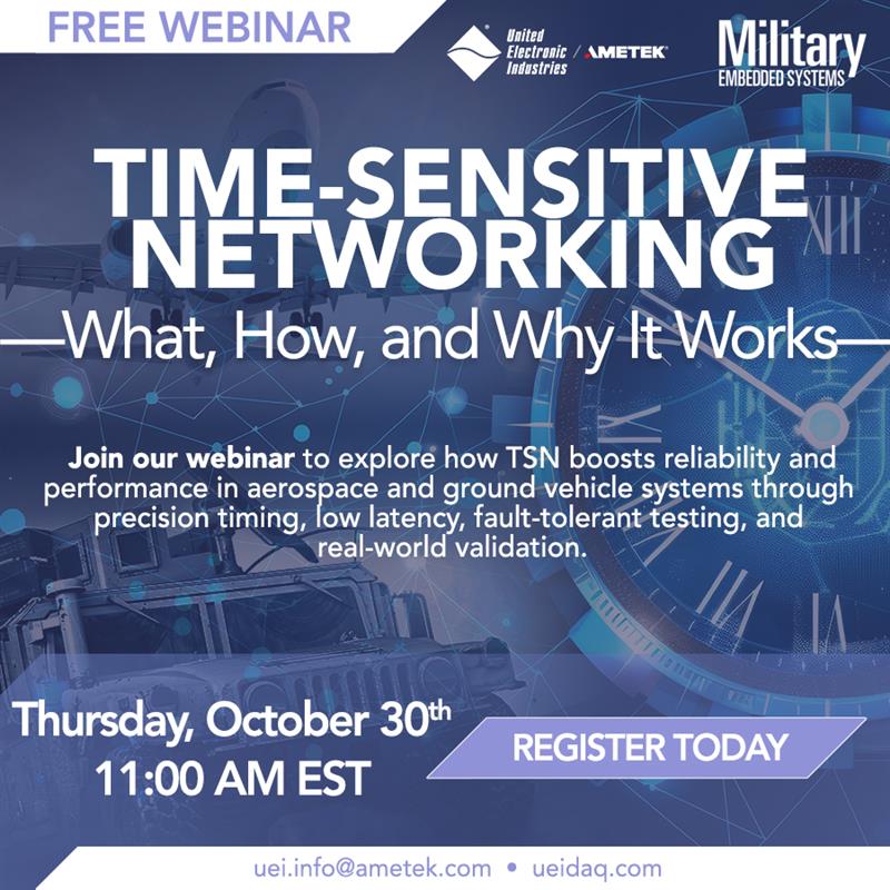 Have you registered yet?  UEI &amp; Mil-embedded.com are hosting a must-attend webinar on how Time-Sensitive Networking (TSN) is transforming control networks with ultra-precise time synchronization, low latency, and fault-tolerant testing.

Register: ueidaq.com/company/news-e…