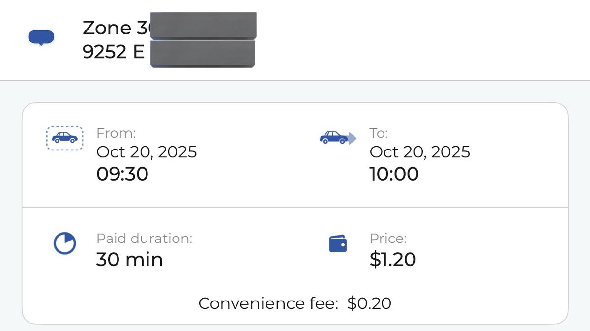 Okst3veok's tweet photo. @parknycapp is there a certain logic as to when the “convenience” fee is charged? 
Seems to be very sporadic https://t.co/XRv0TUxxMf