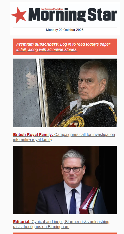 Labour4S's tweet image. Reject the capitalist variants and receive a daily dose of socialism in your inbox. Sign up to the free Morning Star daily newsletter here: morningstaronline.us19.list-manage.com/subscribe/post…