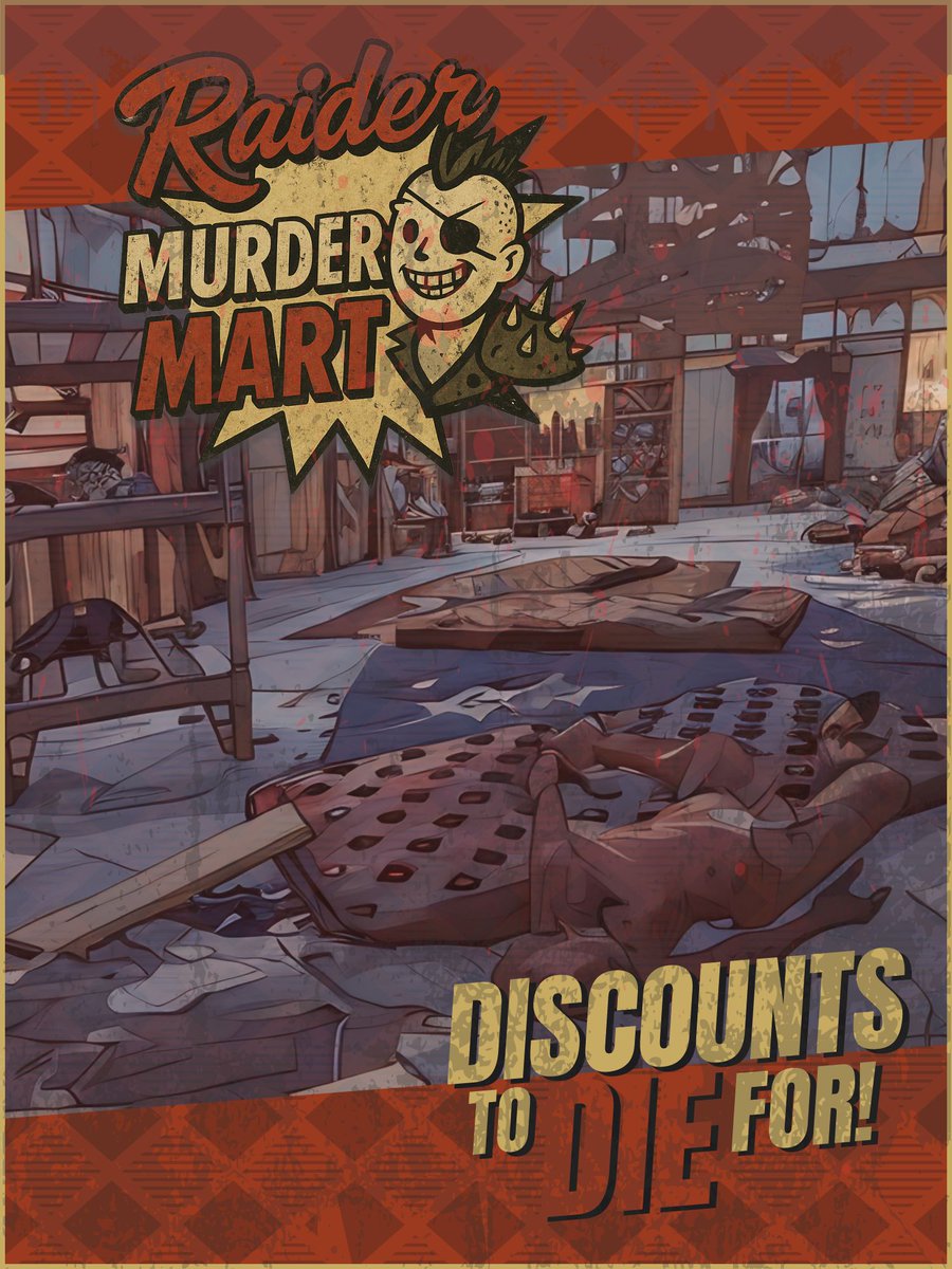 CampingKip's tweet image. They call it Raider Murder Mart now. Once upon a time, a nice family-owned grocery mart that used to hand out peppermints to kids. Now, the only thing handed out there is misery.  Fallout 76 camp build by Cursed The Trapper. wasteland.construction/raider-murder-…