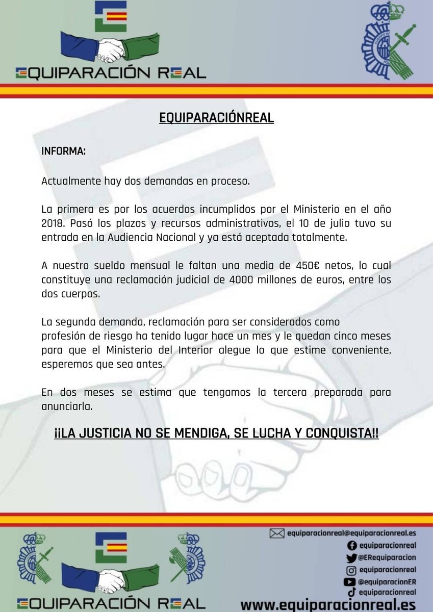 ERequiparacion's tweet photo. 🟢🔵𝗘𝗾𝘂𝗶𝗽𝗮𝗿𝗮𝗰𝗶𝗼𝗻𝗥𝗘𝗔𝗟

🇮 🇳 🇫 🇴 🇷 🇲 🇦:

#𝐆𝐫𝐚𝐧𝐃𝐞𝐦𝐚𝐧𝐝𝐚𝐉𝐮𝐝𝐢𝐜𝐢𝐚𝐥𝐆𝐂𝐏𝐍
👮‍♂️👮‍♀️💚💙⚖️🇪🇸🇪🇺

#EquiparaciónREAL 
#JubilaciónREAL
#ProfesiónDeRiesgoREAL 
#SinPerdidaDePoderAdquisitivoPNGC 

@DDuranabogados 
@mdurancampos 

🌐
https://t.co/qSZWfyFmvB https://t.co/3euSZjXIM2