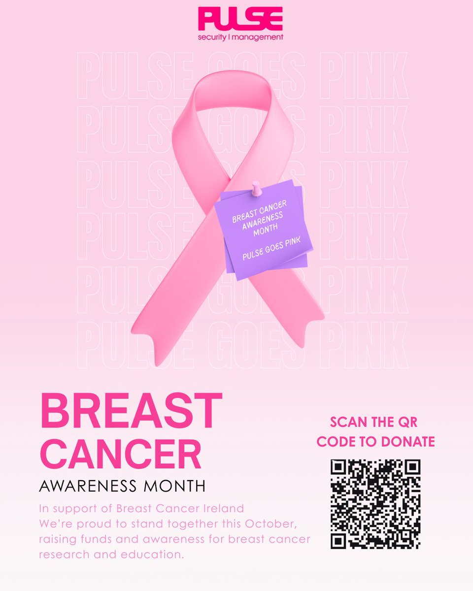 PulseSecurityM1's tweet image. The Pulse team is proud to support @BreastCancerIre  this October 💗
This cause means a lot to our Pulse family, with many of us personally affected.
1 in 7 women in Ireland will face breast cancer — let’s help fund life-saving research and awareness.
🔗 Donate here: Link in Bio