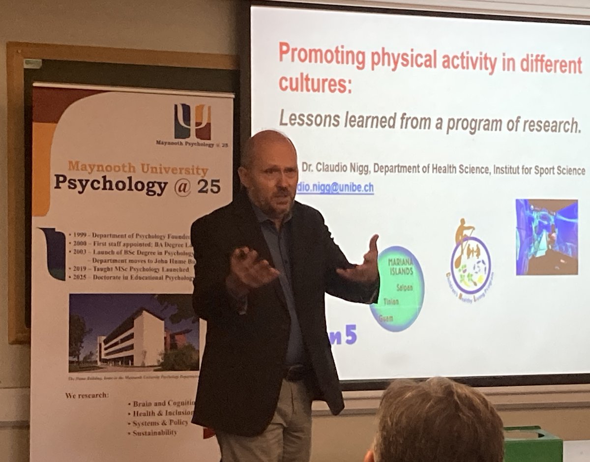 We were delighted to host Prof. Claudio Nigg as part of our #MUPsychologyat25 celebrations! Prof. Nigg, a leading expert in physical activity promotion &amp; Chair of Health Sciences at Bern, delivered a fascinating talk on “Promoting physical activity in different cultures.”