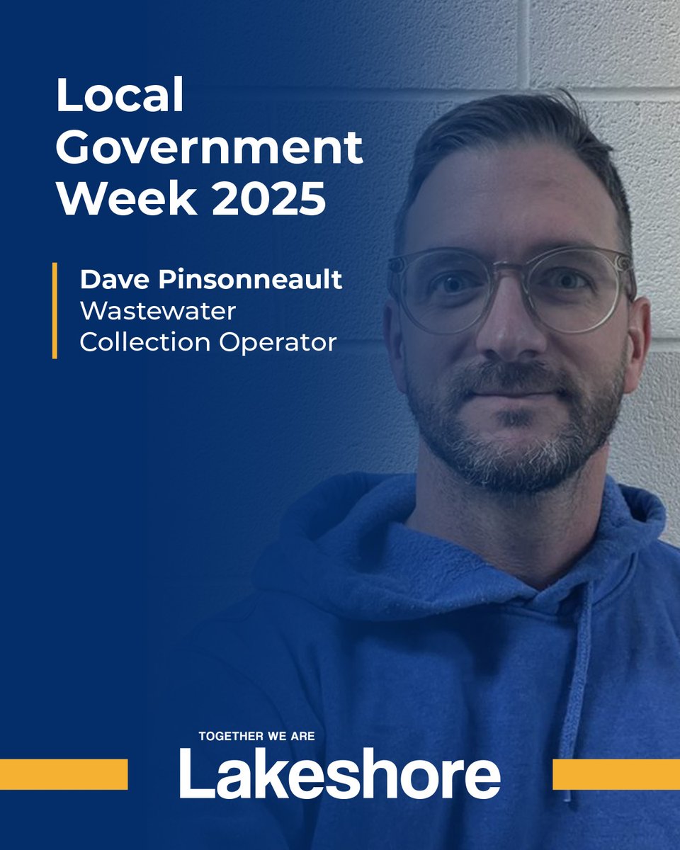 As part of #LocalGovWeek, we’re putting the spotlight on #TeamLakeshore and the great work they do serving our communities! First up is Dave Pinsonneault.  🎉

Dave has been a Wastewater Collection Operator in Lakeshore since 2024 and has over 12 years of experience in his field.