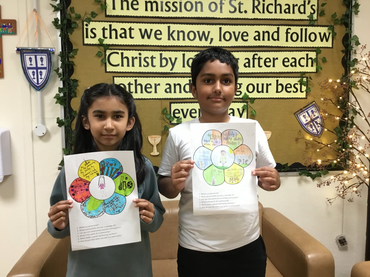 In Religion in Class 5 (Yr 3) we have been looking at what a community is, what communities we belong to, what makes a good community, and how we feel when we are in a community.  

We created beautiful flowers with different communities on each petal🌸