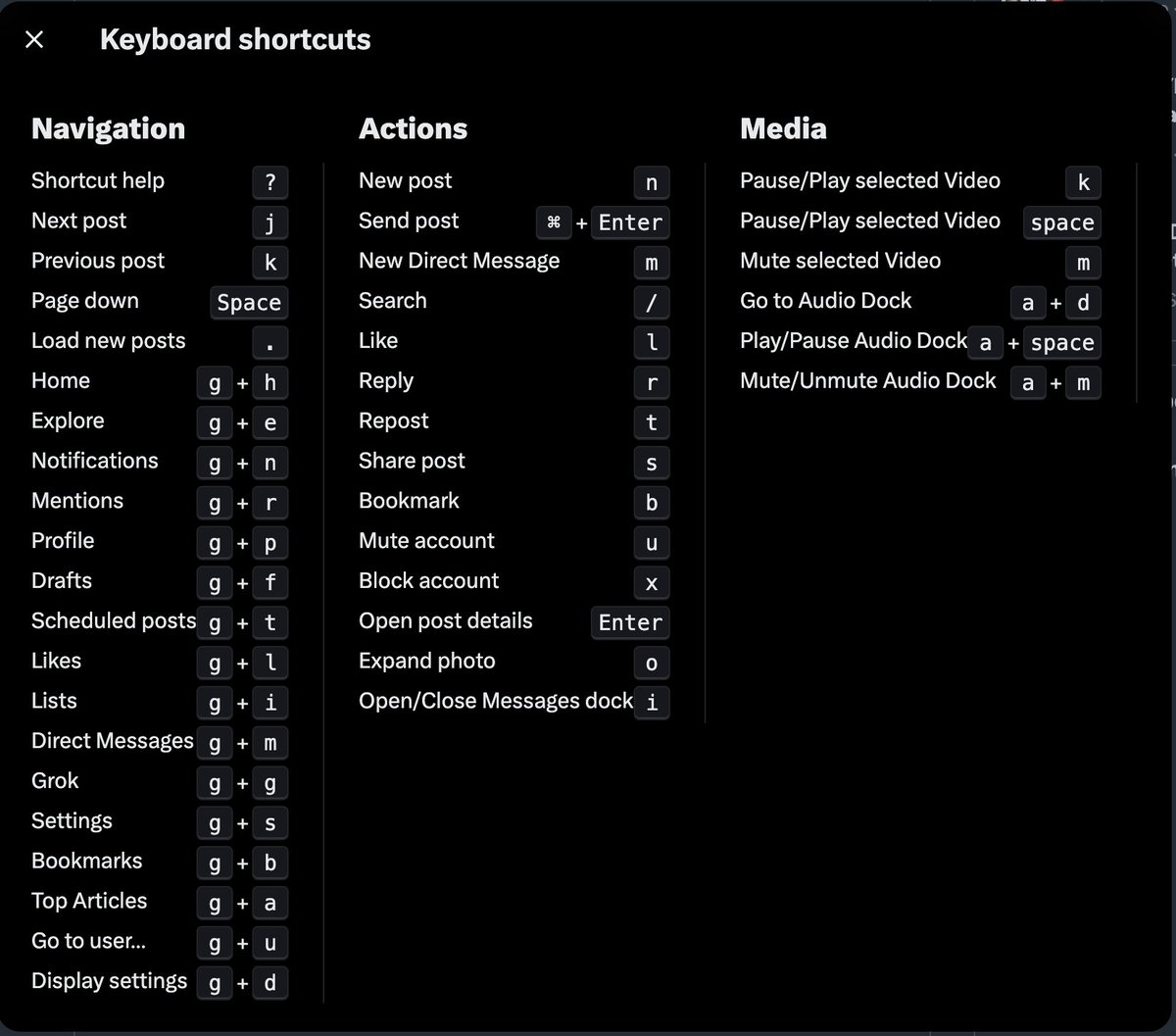 1littlecoder's tweet image. memorize all X shortcuts if you're going to be chronically online! 🤣