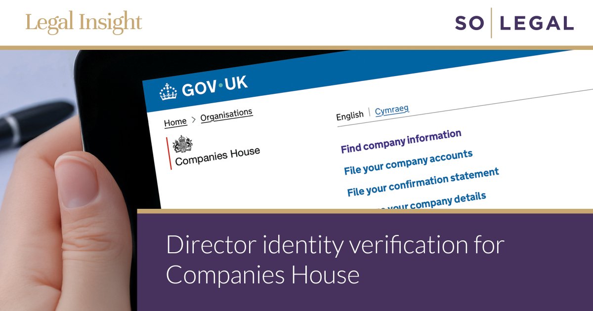 From November 2025, all UK company directors and people with significant control must verify their identity under new Companies House rules. 

ACSP verification explained: solegal.co.uk/insights/direc…

#acsp #lawfirm #solicitors #aml #corporatelaw #companylaw #uk #directors