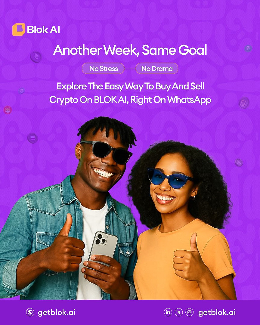 getblokai's tweet image. It’s always smoother when you use BLOK 😎
Buy and sell crypto without the usual stress — all on WhatsApp!👌