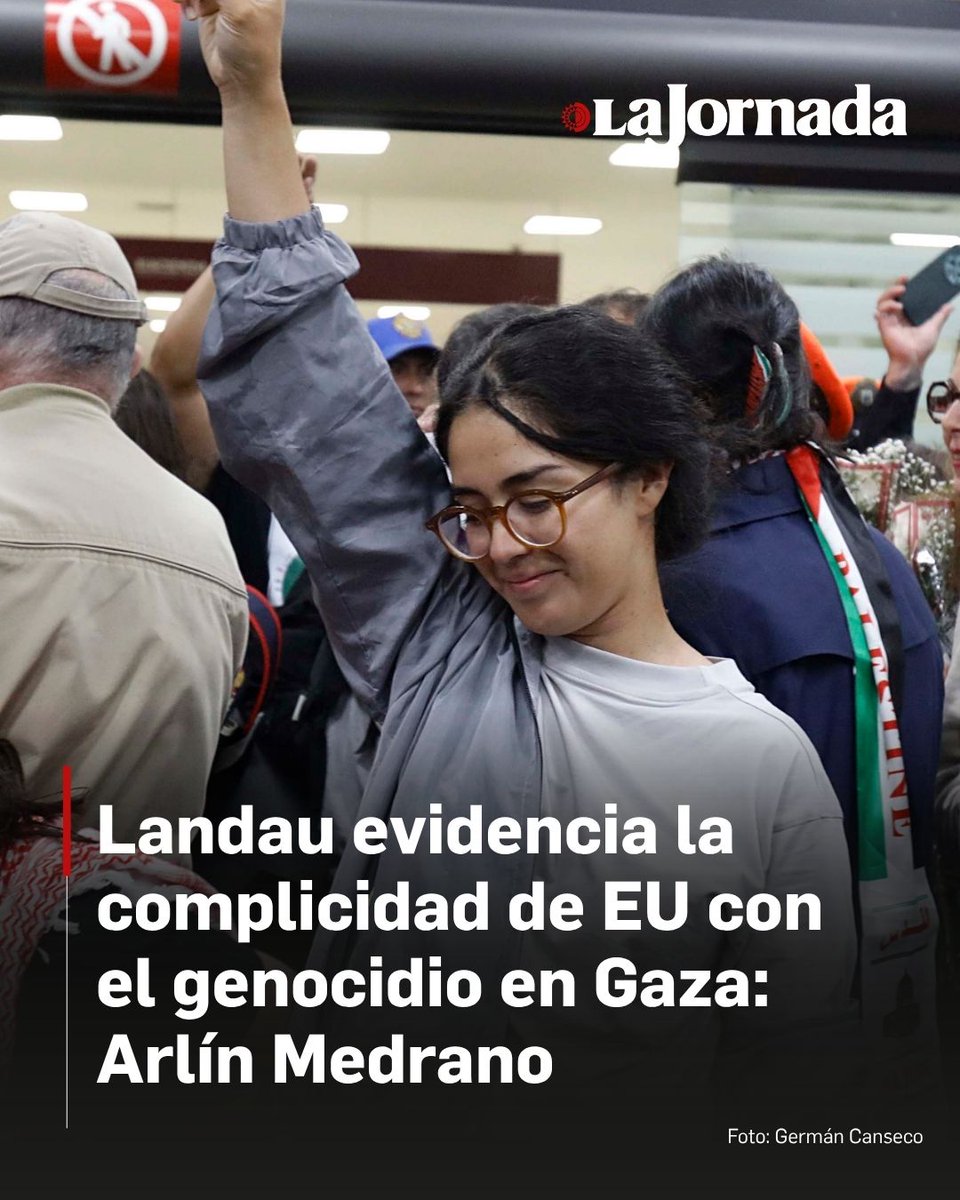 La Jornada (@lajornadaonline) on Twitter photo ⭕️ El supuesto acuerdo entre Israel y Hamas no significa paz, resalta <a href="/arlinmedrano_/">Arlin Medrano</a>
Hay mucho camino que recorrer, insiste. “No hay que dejar de denunciar lo que pasa en Palestina”.
La joven mexicana que viajó en la Global Sumud Flotilla se enfrentó en X con <a href="/ChrisLandauUSA/">Christopher Landau</a>, ⭕️ El supuesto acuerdo entre Israel y Hamas no significa paz, resalta <a href="/arlinmedrano_/">Arlin Medrano</a>
Hay mucho camino que recorrer, insiste. “No hay que dejar de denunciar lo que pasa en Palestina”.
La joven mexicana que viajó en la Global Sumud Flotilla se enfrentó en X con <a href="/ChrisLandauUSA/">Christopher Landau</a>,