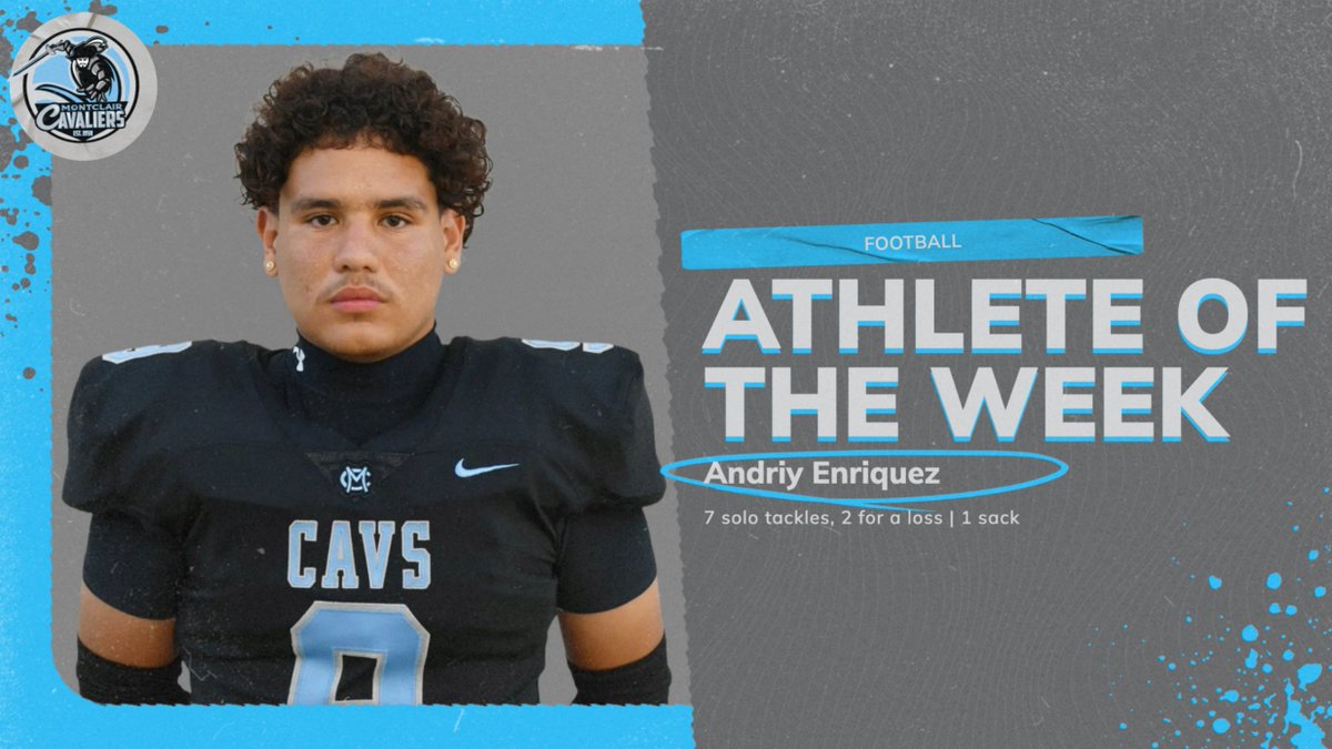 Congratulations to Andriy Enriquez (Senior) on being this week's athlete of the week!  Andriy Enriquez helped lead the Cavaliers to a 14-0 shutout victory over Don Lugo. Andriy recorded 7 solo tackles, 2 tackles for loss, and 1 sack.