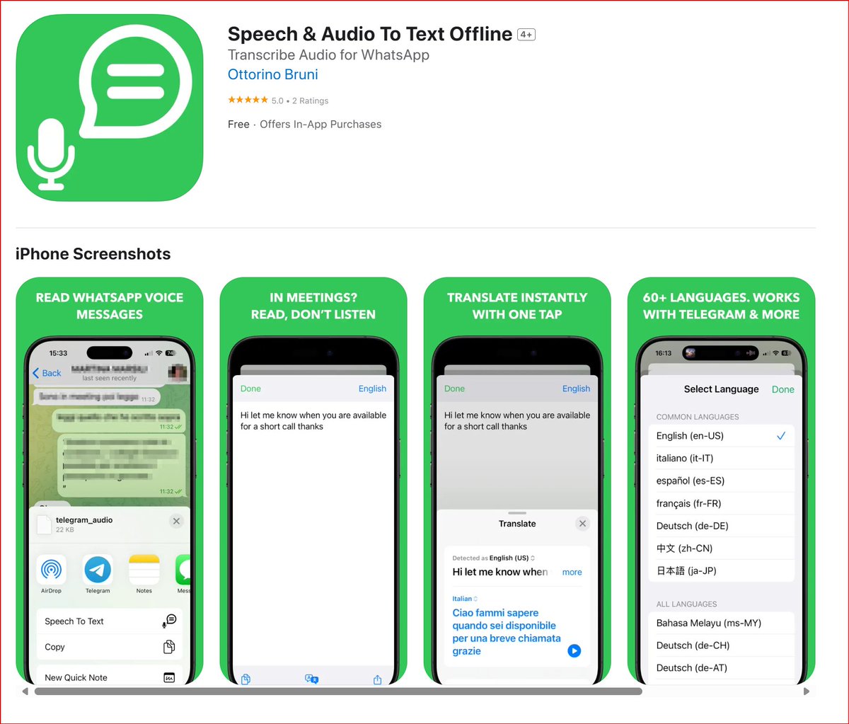 ottorinobruni's tweet image. 🎙️ Stop typing — start talking!
Speech &amp;amp; Audio To Text Offline 📝 converts your voice into text instantly, 100% offline and private.
Perfect for quick notes, chats &amp;amp; productivity on the go.
🔗 apps.apple.com/us/app/speech-…
#indiedev #VoiceToText #privacyfirst