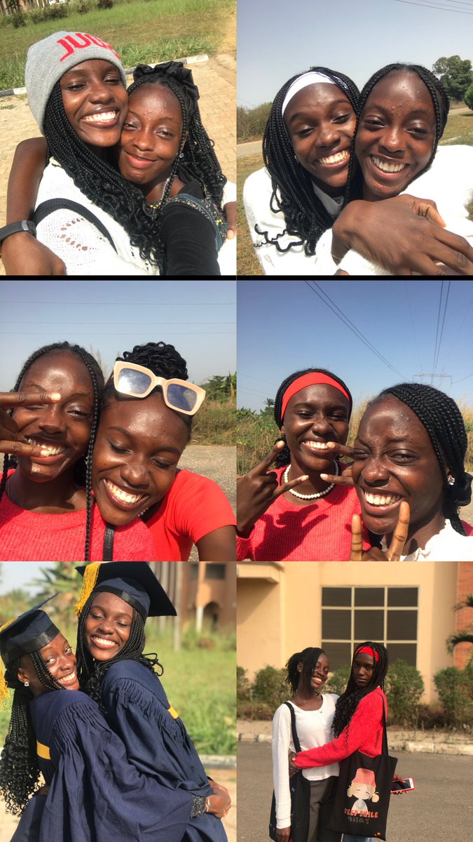 “Are you guys twins?”
“Are you guys sisters”
The amount of times we have heard these words mehnn.🤣🤣
A twin saw  us and said you guys are twins we said No they were still in doubt.🤣
Thatcwas us in 100 level first semester. we are entering 300level next semester.😝😝❤️