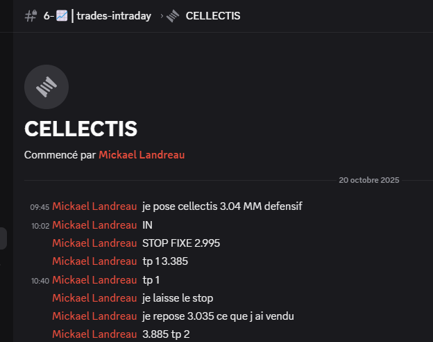 CELLECTIS

Plan intraday proposé ce matin par <a href="/LandreauMickael/">Mickael Landreau MT Trading</a> , TP1 à +11,35% déjà touché !