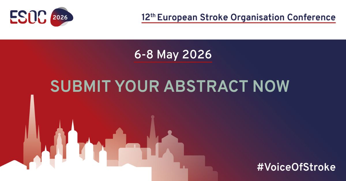 ESOstroke's tweet photo. 🧠 Contribute to advancing stroke science at #ESOC2026 — present your abstract in Maastricht.
Share your latest findings, connect with experts, and shape the future of #StrokeCare🔗Submit: https://t.co/Ks9pKm7m7N

 #VoiceOfStroke #StrokeEducation #Stroke #StrokeScience #Neurology https://t.co/QggQn91K86