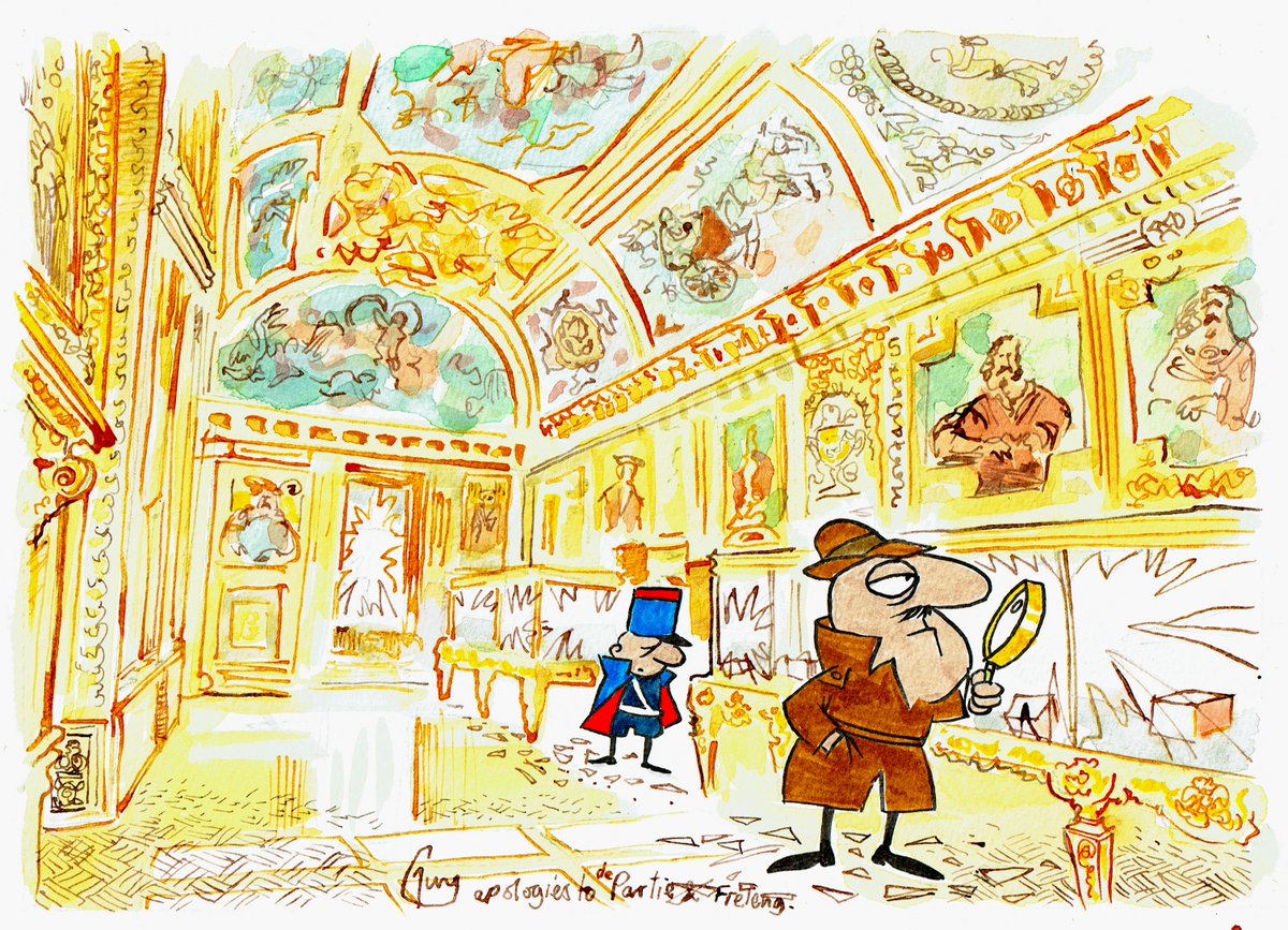 godfreychurch's tweet image. My editorial cartoon for Tuesday&apos;s @MetroUK @MetroPicDesk #Louvre #thelouvre #clouseau #pinkpanther