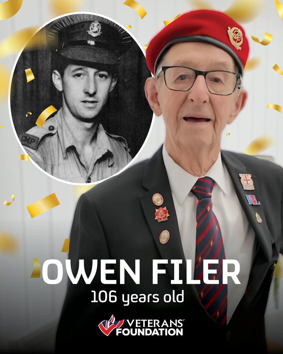 🎉 Wales’ oldest man, and proud Royal Welsh Fusiliers veteran, Owen Filer, has celebrated his 106th birthday.

Owen served during WW2 and married his wife Laura while in training with the Fusiliers in 1943. Still sharp and full of humour, he says his secret to long life might be